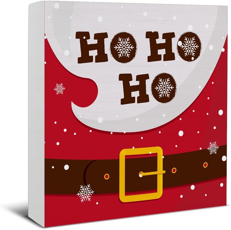Zauly Christmas Home Decor Sign, Christmas Decorations Indoor, Christmas Ho Ho Ho Wood Sign Rustic Home Table Desk Decor (5 x 5 Inches) - Image 1